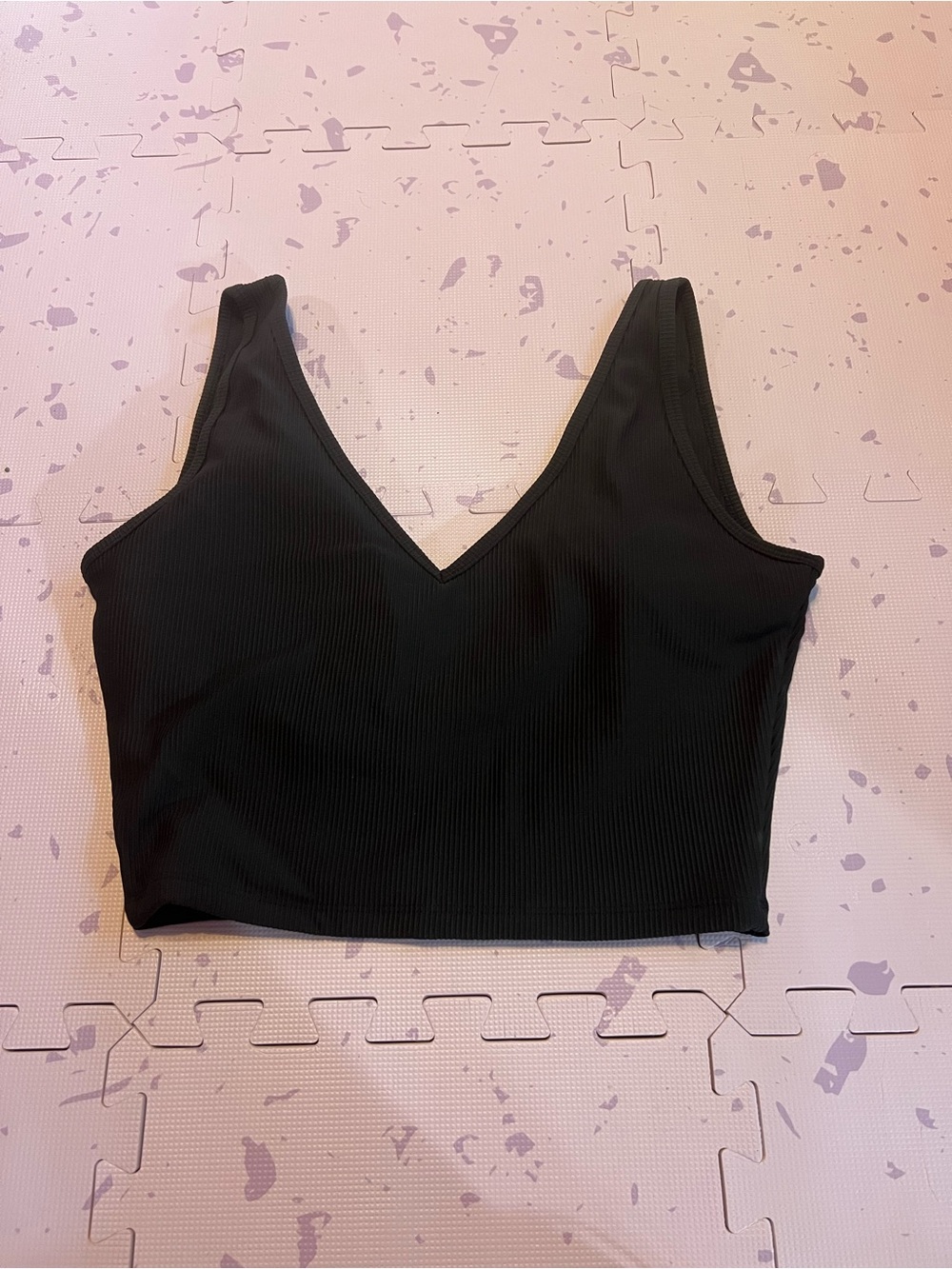 BuffBunny Black Ribbed V-Neck Sports Bralette